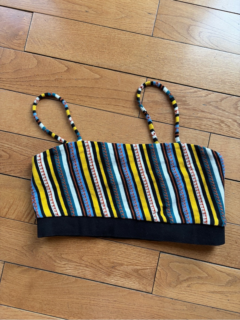 Zara Multicolor Striped Cropped Tank - Yellow, Blue, Black, Teal, Rust, White